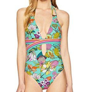 NWT Trina Turk Halter Floral One Piece Swimsuit